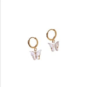 Beautiful Dainty Butterfly Earring in White & Pink